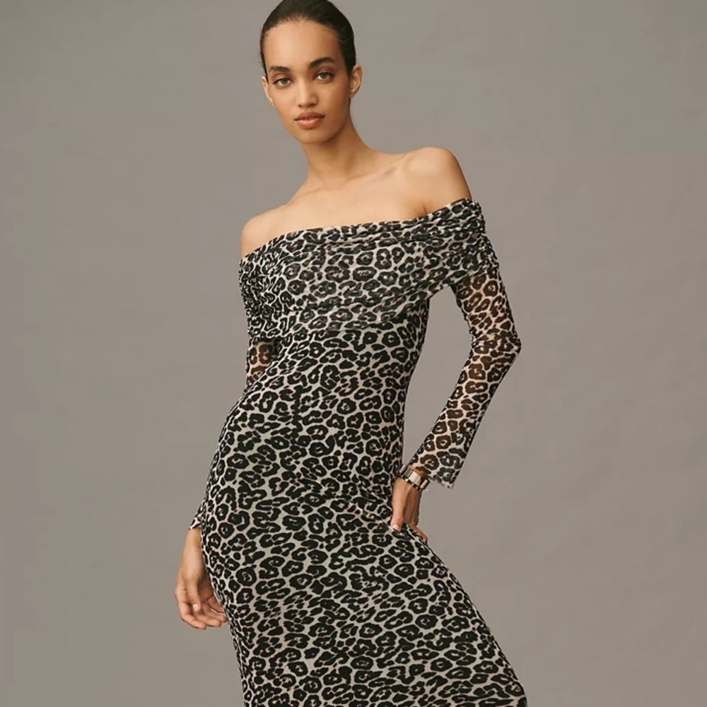 NTW Anthropologie AFRM Leopard Long Sleeve Dress, Size XS